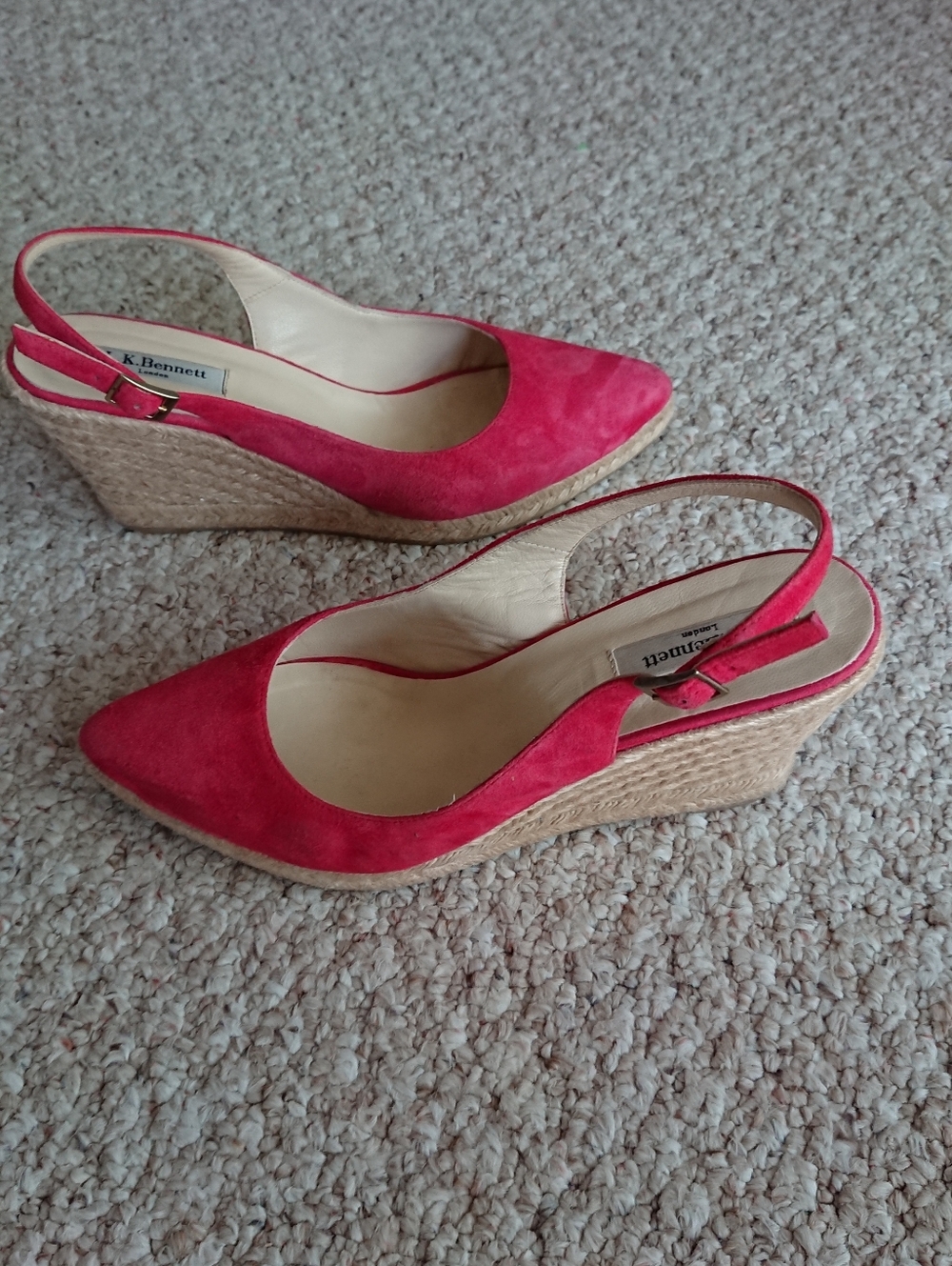 LK Bennett Bethany red Suede Pointed Slingback espadrille size 9 - Picture 5 of 13